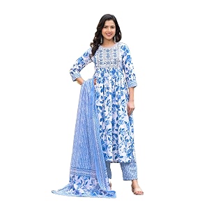KLOSIA Women Embroidery Straight Floral Printed Kurta