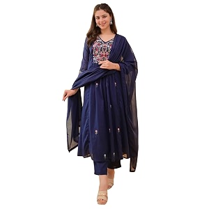 KLOSIA Women Embroidery Solid Anarkali Kurta and