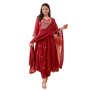 KLOSIA Women Embroidery Solid Anarkali Kurta and