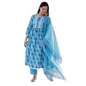 KLOSIA Women Printed Viscose Kurta Pant with