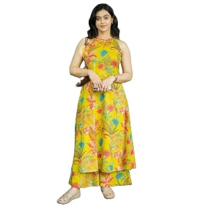 Klosia Women Pure Cotton Kurta Palazzo Set