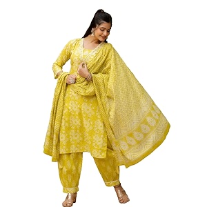 KLOSIA Women Viscose Printed A-Line Kurta Pant