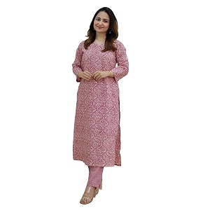 KLOSIA Womens Viscose Croset Work Kurta Pant