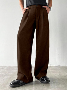 Klossy Loose Fit Men Brown Trousers