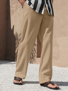 Klossy Regular Fit Men Beige Trousers