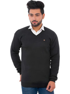 klove self design v neck formal men black sweater