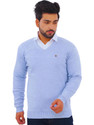 KLOVE Self Design V Neck Formal Men Light Blue Sweater