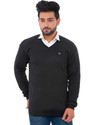 KLOVE Self Design V Neck Formal Men Black Sweater
