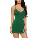 KLOVVY Women’s Babydoll Lycra Fabric V-Neck Solid Lace Lingerie Set with G-String Panty Chemise Ruffle Sleepwear/Valentine Gift/Honeymoon Nighty Sleeveless Nightwear