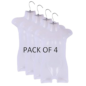 premium plastic kids half body shape white mannequin for display of clothes - hanger - medium size 6-12 age kids pack of 4 4 medium