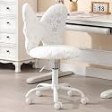 Kmax Kids Desk Chair, Faux Fur Butterfly Chair with Wheels Adjustable Fuzzy Kids Office Chair Cute Swivel Childrens Chair for Bedroom Reading Room - Snowflake