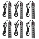 KMC 6-Outlet Surge Protector Power Strip 6 Pack