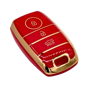 kmh tpu gold car smart key cover compatible for kia seltos sonet carens 3 push button smart key shell case holder key protector red gold pack of 1