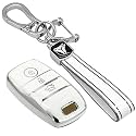 KMH TPU Gold Car Smart Key Cover Compatible for Kia Seltos, Sonet, Carens 3 Push Button Smart Key Shell Case Holder, Key Protector (Black Gold) Pack of 2