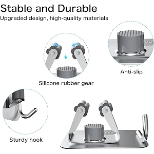 kmils self adhesive mop holder wall mount stainless steel broom holder with hook no drill wall organizer for mop broom bathroom kitchen amp laundry room silver pack of 1