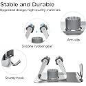 Kmils Self Adhesive Mop Holder Wall Mount, Stainless Steel Broom Holder with Hook, No Drill Wall Organizer for Mop, Broom, Bathroom, Kitchen &amp; Laundry Room (Silver, Pack of 1)