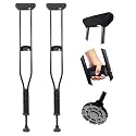 KMINA Underarm Crutches for Adults, Padded Handle, Black, Size L