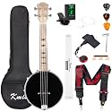 Kmise Banjolele Banjo Ukulele Concert Size 23 Inch with Bag Tuner Strap Strings Pickup Picks Ruler Wrench Bridge