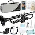 Kmise Bb Standard Trumpet, Premium Brass Trumpets for Student Beginner, Trumpet Instrument Set with Upgraded Case, 7C Mouthpiece, Mute, Beginner's Guide Kit, Cleaning Kit (Black)
