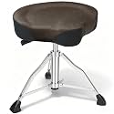 Kmise Drum Throne, Hydraulic Drum Stool, Height Ajustable Drumming Seat, Heavy Duty Velvet Chair, Motorcycle Saddle Throne, Padded for Drummer Adult Men Brown GD01
