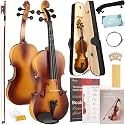 Kmise Violin 3/4 Full Set, Fingerboard Fret Markings Violins, Matte Acoustic Fiddle for Adults, Beginners, Students with Violin Case, Rosin, Strings, Bow, Shoulder Rest, Beginner's Guide (Matte, 3/4)