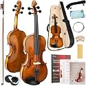 Kmise Violin 4/4 Full Set, High Density Ebony Violins, Glossy Acoustic Fiddle for Adults, Beginners, Students with Violin Case, Rosin, Strings, Bow, Shoulder Rest, Beginner's Guide (Amber, 4/4)