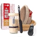 KneadAce Sourdough Starter Kit – 24oz Starter Jar, 2 Cotton Rope Banneton Proofing Baskets, Magnetic Bread Lame for Scoring – Gift for Bakers &amp; Complete Sourdough Bread Baking Set