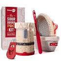 KneadAce Sourdough Starter Kit – 34oz Starter Jar, 2 Cotton Rope Banneton Proofing Baskets, Magnetic Bread Lame for Scoring – Gift for Bakers & Complete Sourdough Bread Baking Set