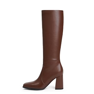 QIY Knee High Boots Women Chunky Heel