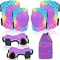 Knee Pads for Kids Adjustable Protective Gear Set with Mesh Bag Knee Pads and Elbow Pads Wrist Guard for Girls Kids Roller Skates Cycling Skateboard Scooter, 3-8 Years