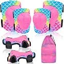 Knee Pads for Kids Adjustable Protective Gear Set with Mesh Bag Knee Pads and Elbow Pads Wrist Guard for Girls Kids Roller Skates Cycling Skateboard Scooter, 3-8 Years