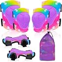 Knee Pads for Kids Adjustable Protective Gear Set with Mesh Bag Knee Pads and Elbow Pads Wrist Guard for Girls Kids Roller Skates Cycling Skateboard Scooter, 3-8 Years