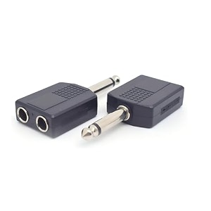 635mm headphone jack splitter mono plug male to dual 635mm jack female adapter 2 pieces