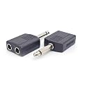 6.35mm Headphone Jack Splitter, Mono Plug Male to Dual 6.35mm Jack Female Adapter (2 Pieces)