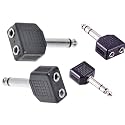 6.35mm Mono Plug to 2x3.5mm Stereo Jack Adapter (2 Pieces) &amp; 6.35mm Stereo Plug to 2x3.5mm Stereo Jack Adapter (2 Pieces)