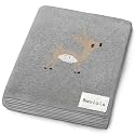 Knit Baby Swaddle Blanket - 100% Cotton Soft Cozy Receiving Swaddling Crib Stroller Quilt Blanket for Shower Gift Registry for Newborns, Infants, Toddlers, Unisex (Deer - Grey)