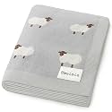 Knit Baby Swaddle Blanket - 100% Cotton Soft Cozy Lightweight Unisex Receiving Swaddling Stroller Quilt Blanket for Shower Gift Registry for Newborns Infants &amp; Toddlers (Sheep - Grey)