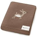 Knit Baby Swaddling Blanket - 100% Cotton Lightweight Soft Cozy Receiving Swaddle Stroller Quilt Blanket for Shower Gift Registry for Newborns, Infants, Toddlers (Deer - Mocha)