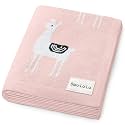 Knit Swaddling Baby Blanket - 100% Fine Loomed Cotton Cozy Receiving Cuddle Stroller Crib Swaddling Stroller Swaddle Quilt Blanket for Newborns Infants Toddler Boys and Girls (Llama - Pink)