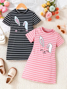 Knit Vey Girls Striped Pure Cotton Regular