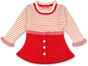 knitco woven round neck casual baby girls green sweater