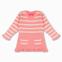 Knitco Woven Round Neck Casual Baby Girls Pink, White Sweater