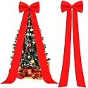 Knitgrip 118x28 Extra Large Christmas Tree Topper Bow, Red, Satin