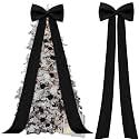 Knitgrip 118x28 Extra Large Christmas Tree Topper Bow, Black, Satin