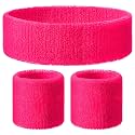 Knitgrip 3 Pack Neon Sweatbands Set Headband Wristband