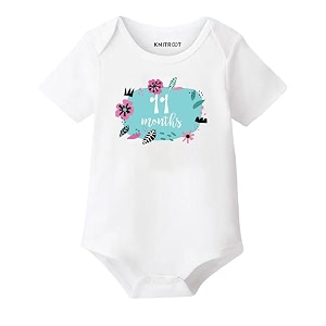 KNITROOT Monthly Birthday Special Unisex Baby Romper