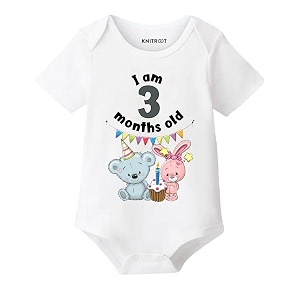 KNITROOT Monthly Birthday Special Unisex Baby Romper