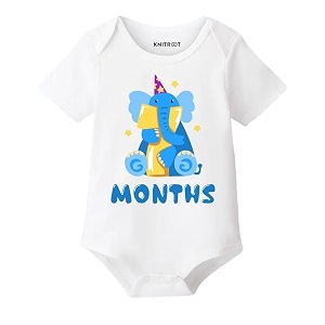 KNITROOT Monthly Birthday Special Unisex Baby Romper