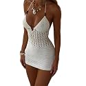 Knitted Halter Hollow Out Cover Up Dress