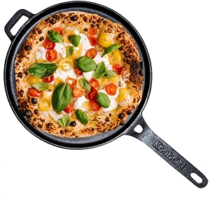 knobon cast iron 28cm dosa tawa for healthy cooking pre-seasoned even heat distributor retains heat to enhance flavor durable induction bottom gas stove ready dtv28h